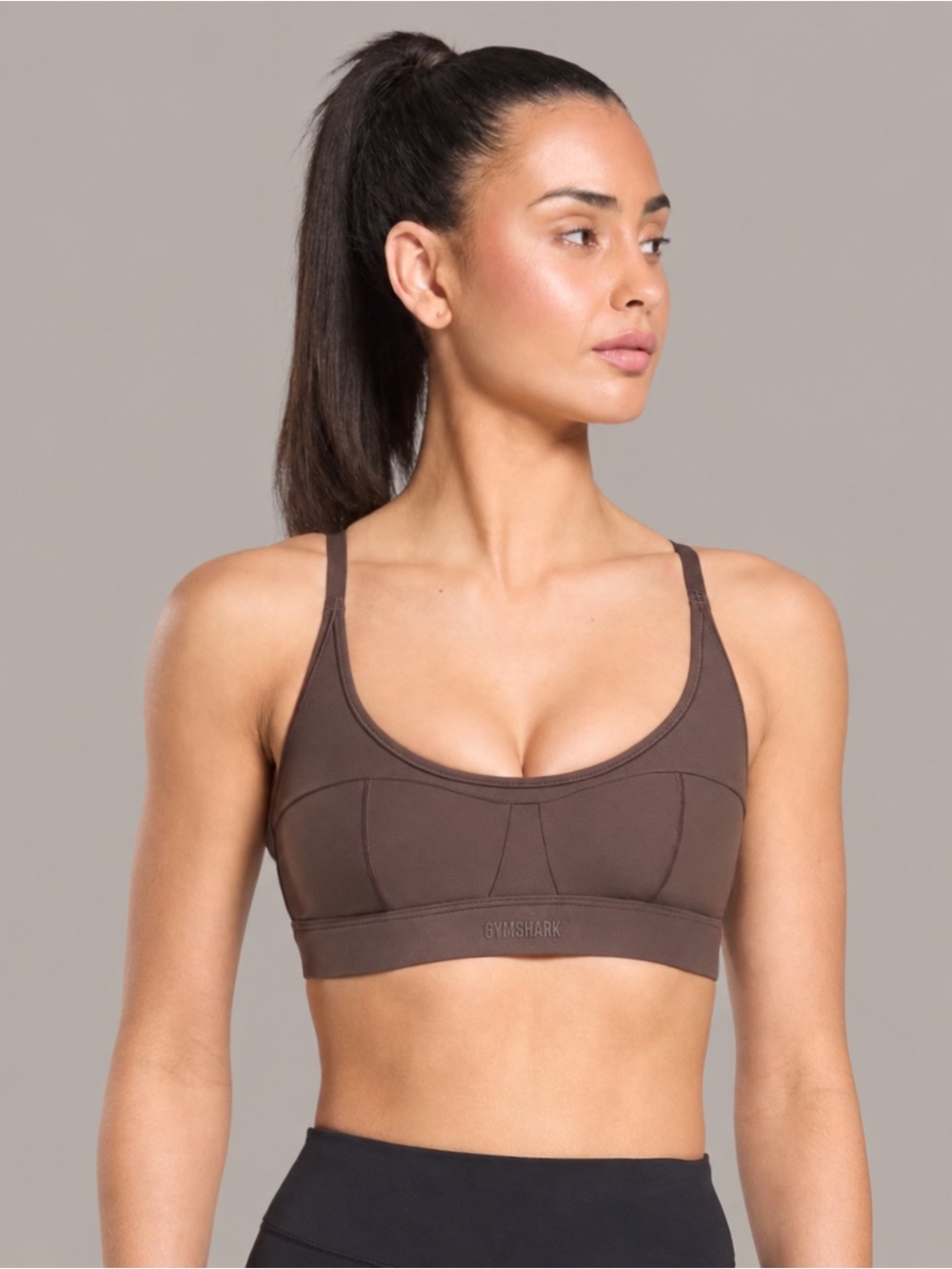 Gymshark Women's Medium Support Minimal Sports Bra Brown AthLeisure Workout
XS